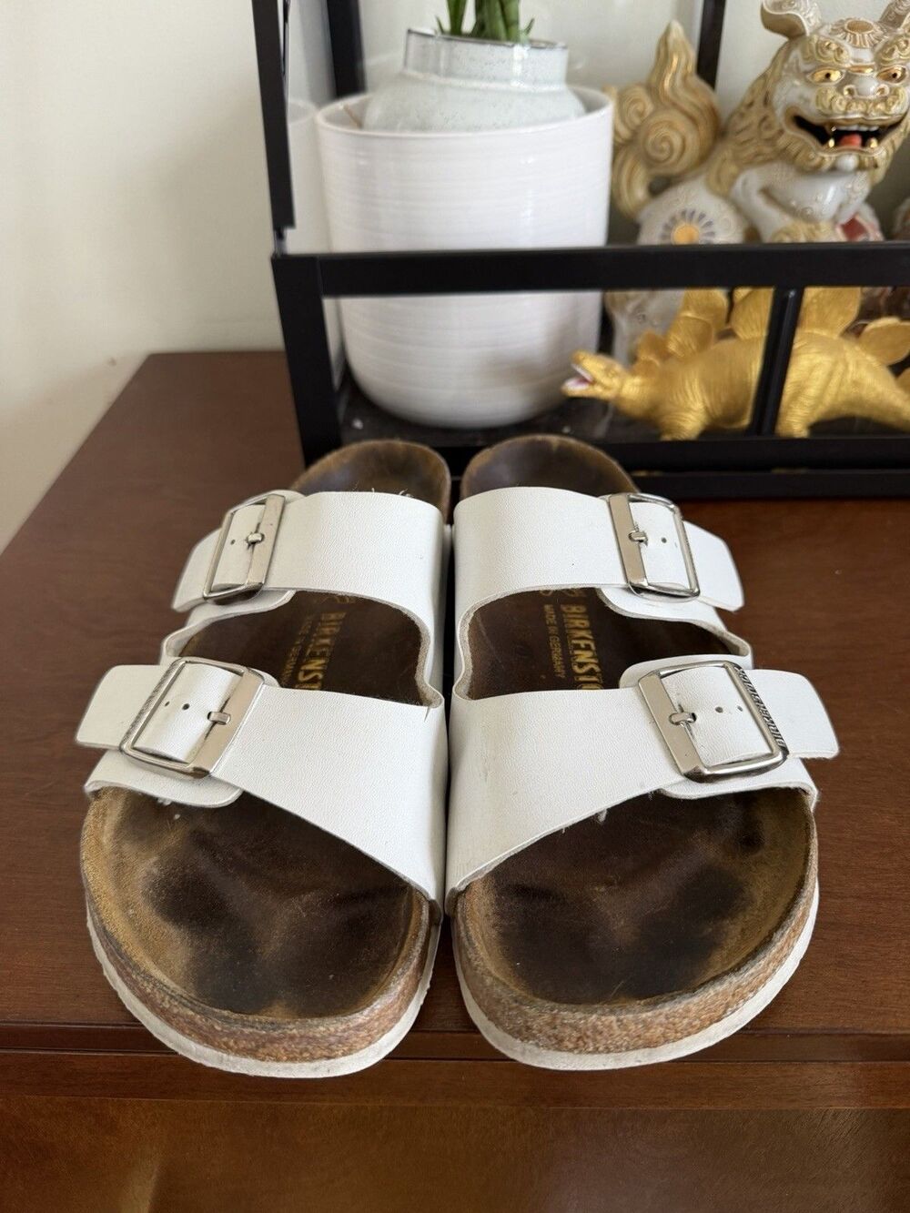 Birkenstock Arizona White Leather Sandals Womens US 9 EU 40 Regular - Picture 3 of 7